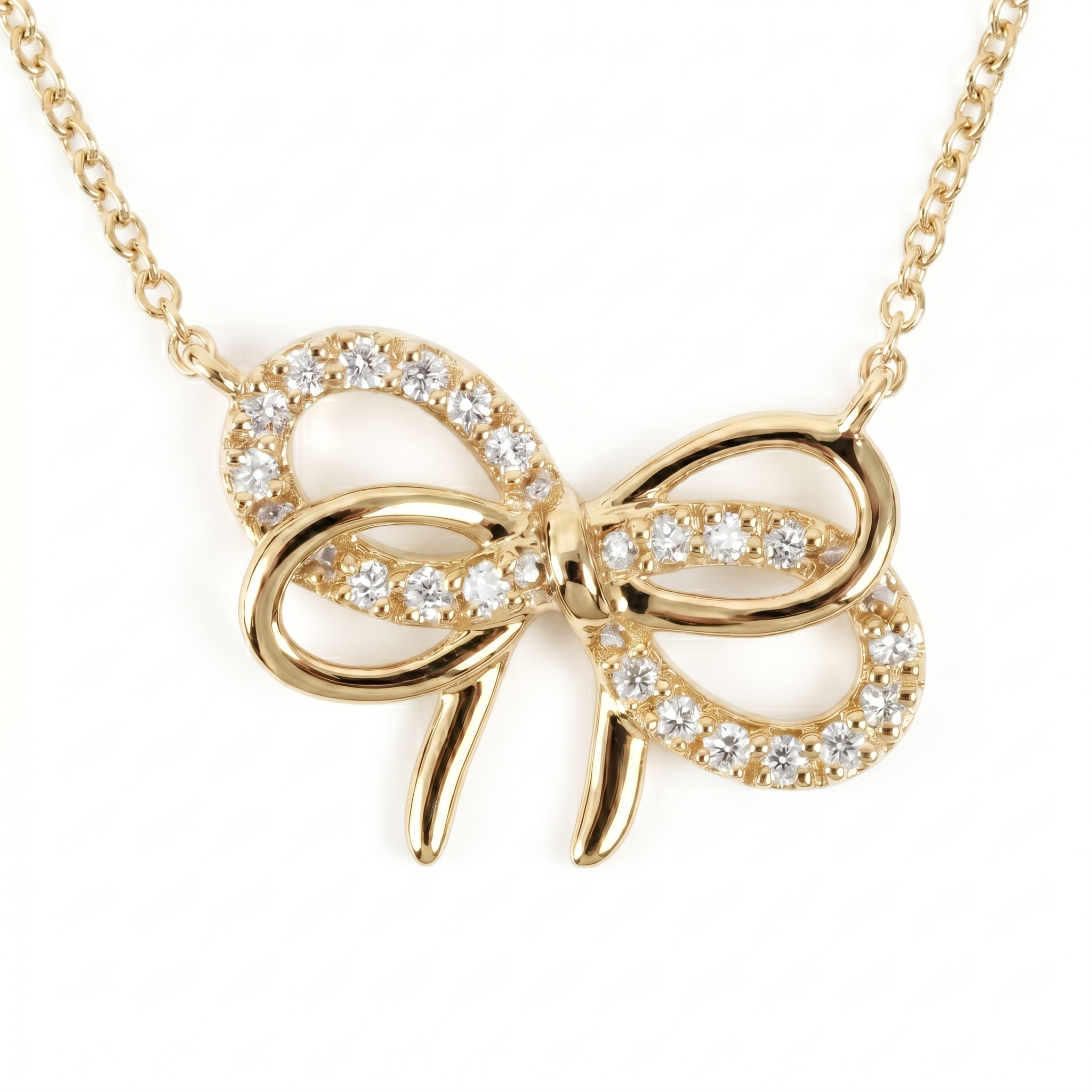 AP156972Y - Necklace 14KY/2.3G 20RD-0.11CT