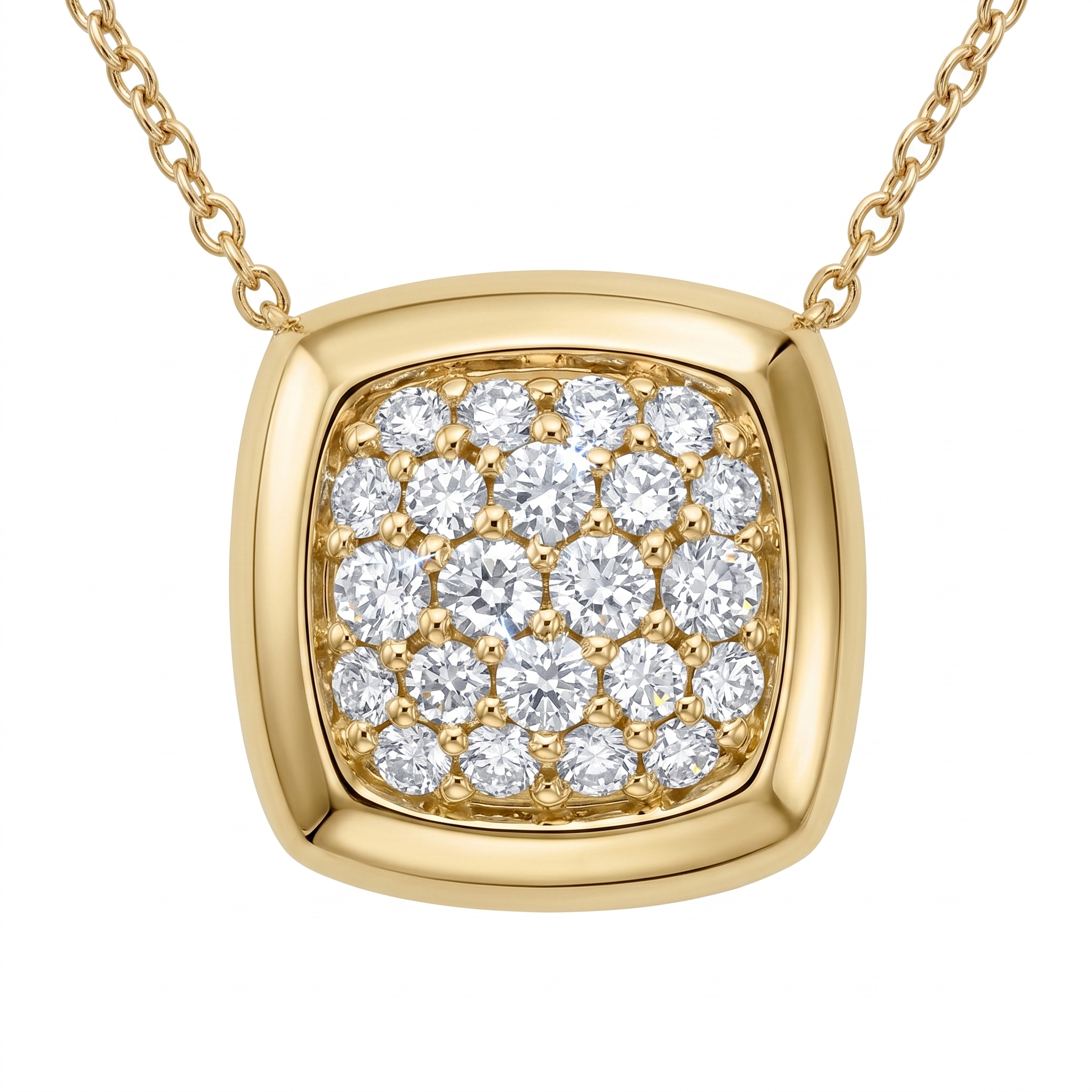 AP157004Y - Necklace 14KY/3.5G 6RD-0.19CT 16RD-0.26CT