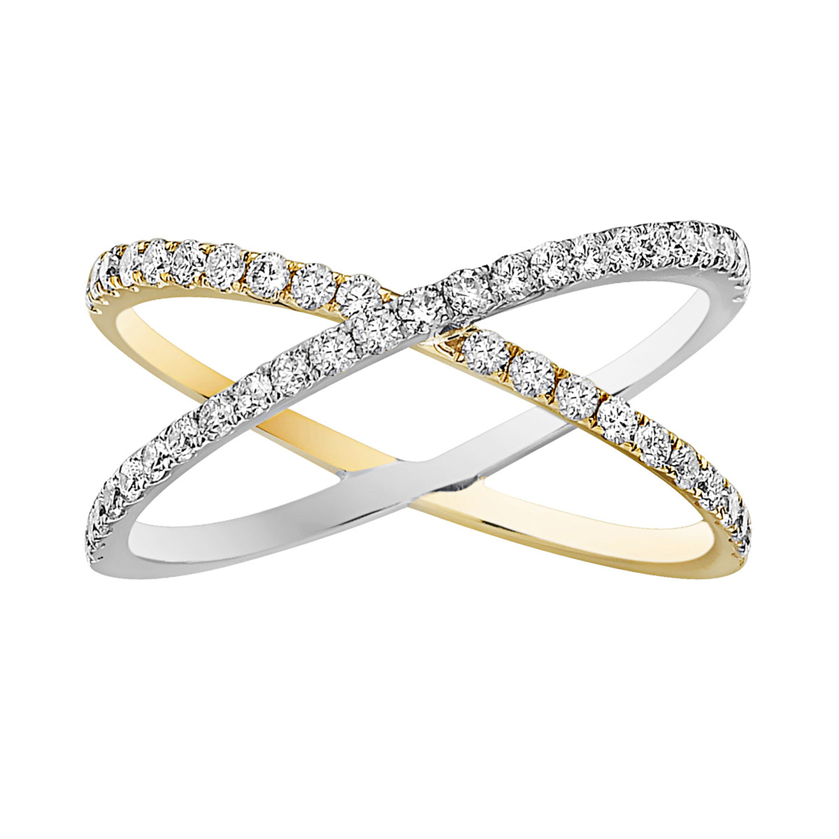 14K White and Yellow Gold X Ring - Large