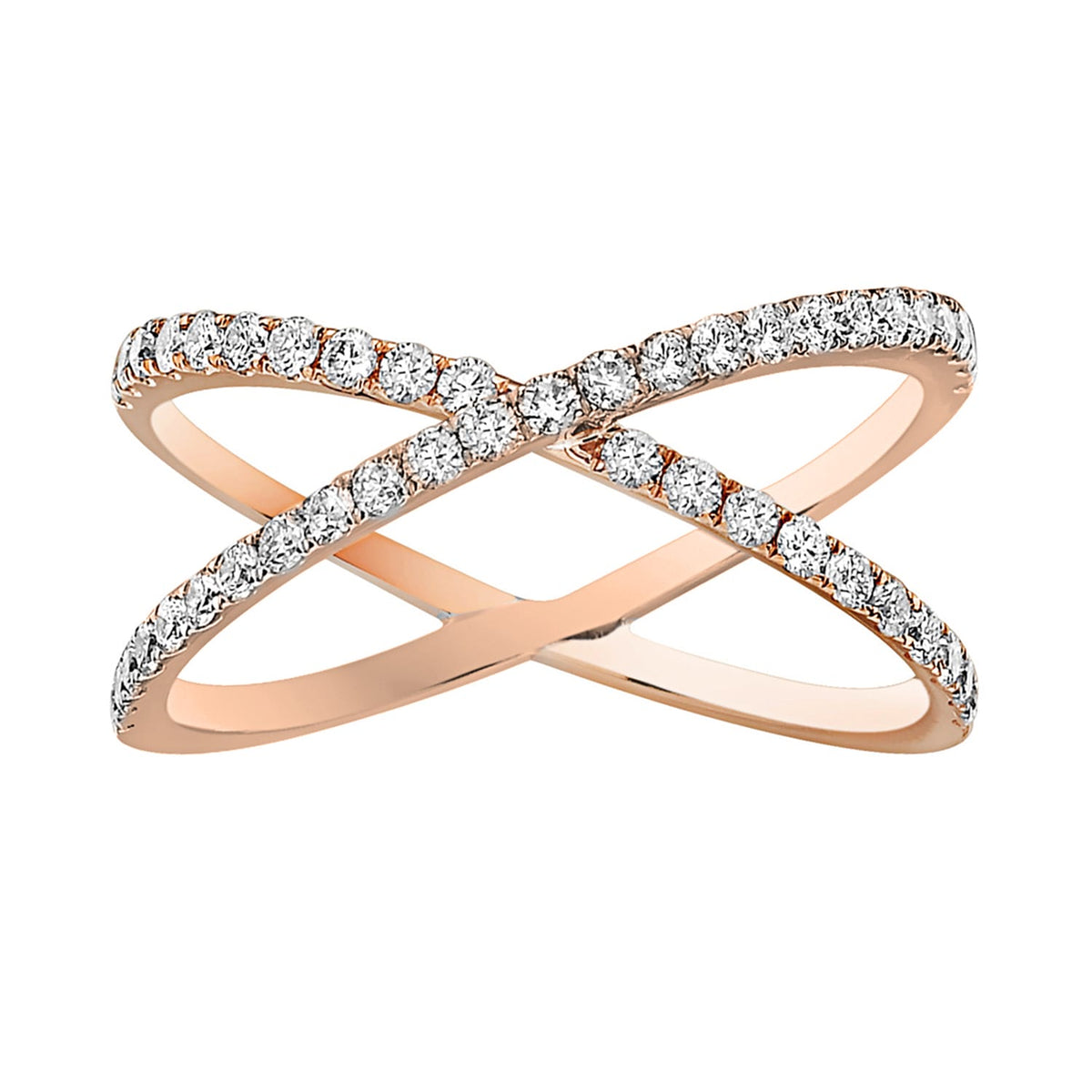 14K Rose Gold X Ring - Large, 0.47ct