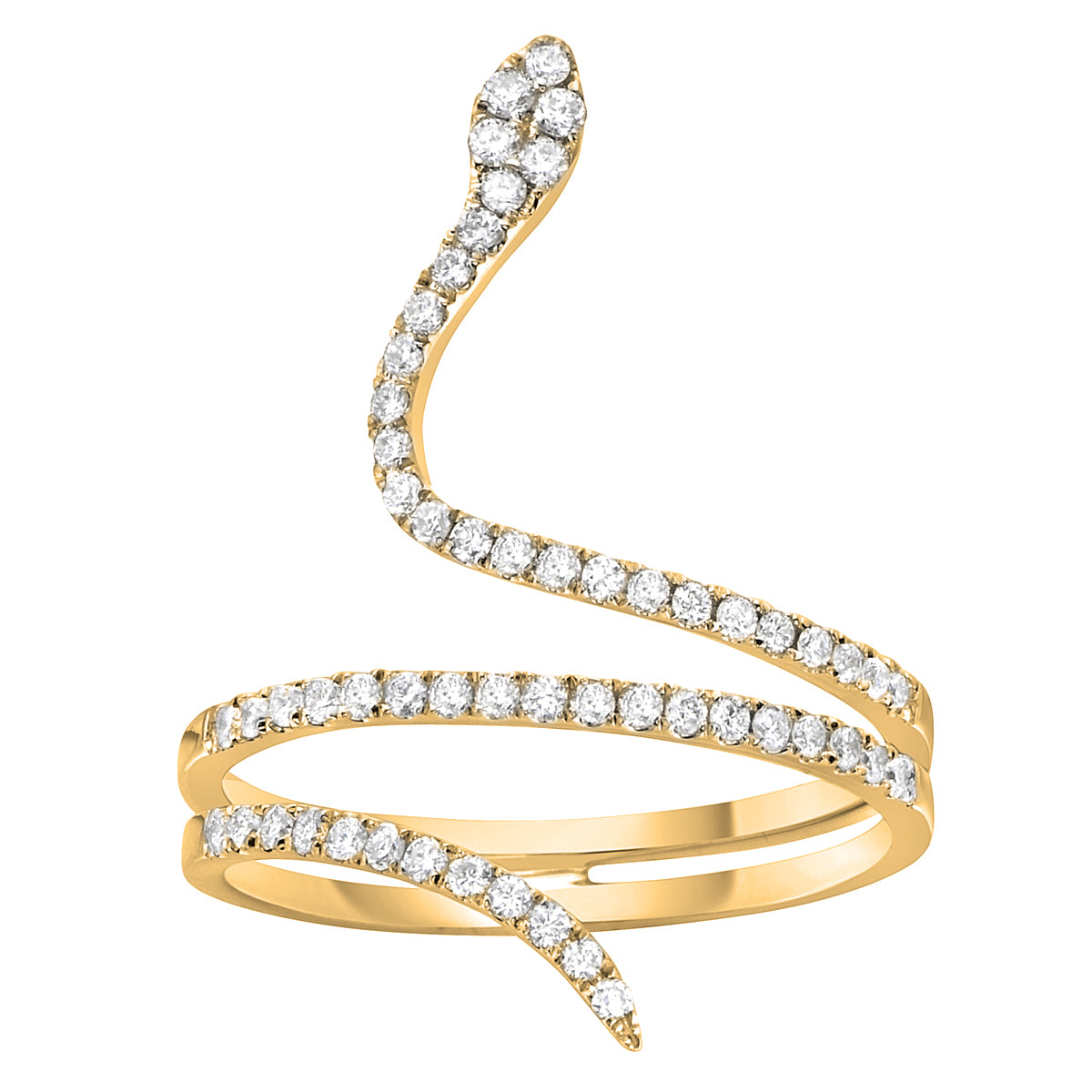 14K Yellow Gold Snake Ring, 0.38ct