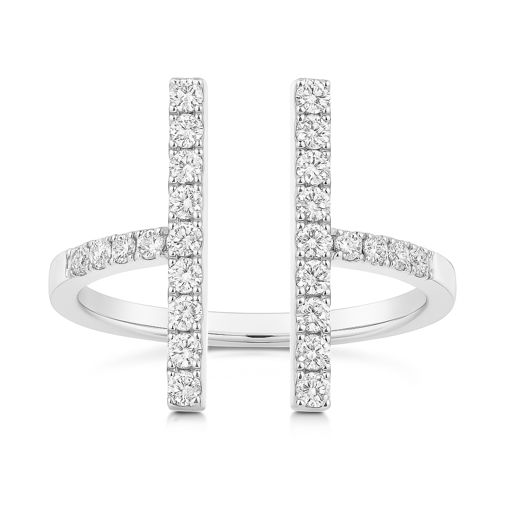 14K White Gold Open Bar Ring, 0.4ct