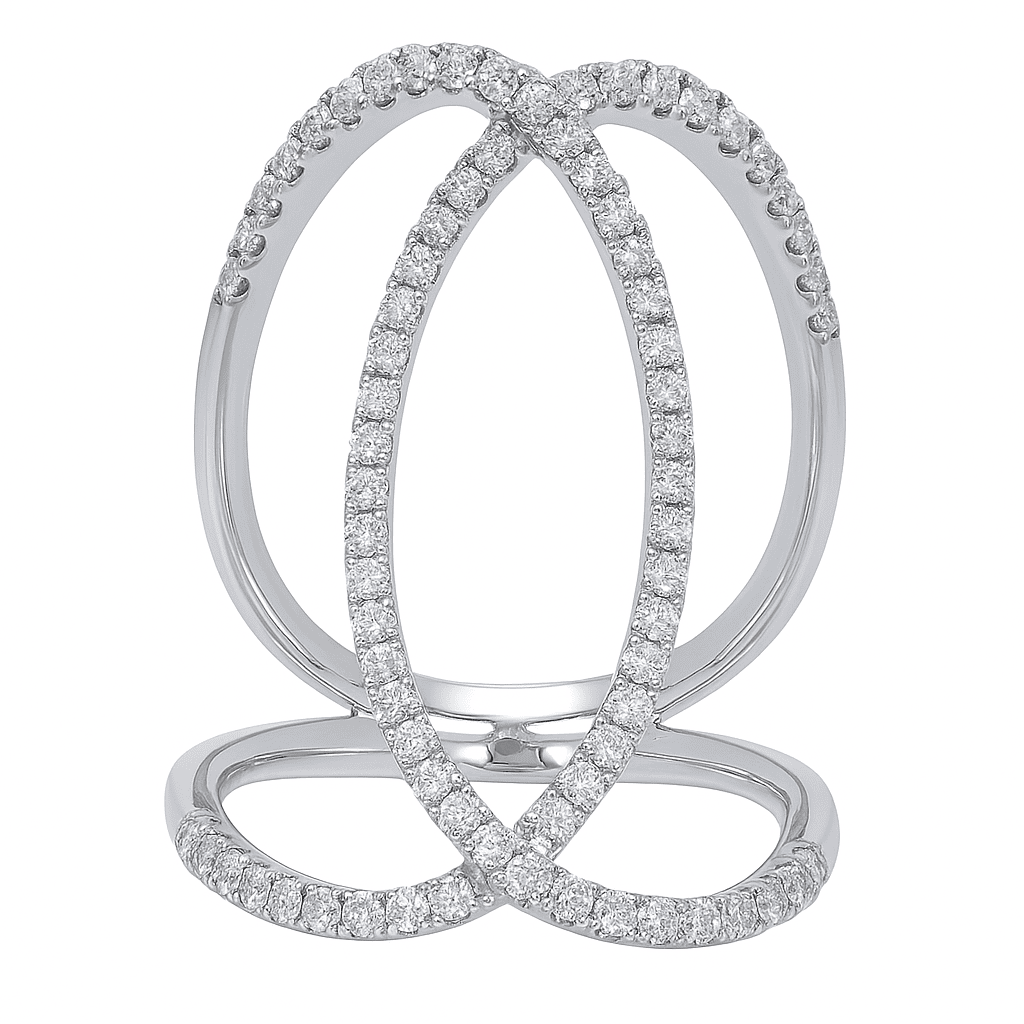 14K White Gold Large Overlay Ring, 0.62ct