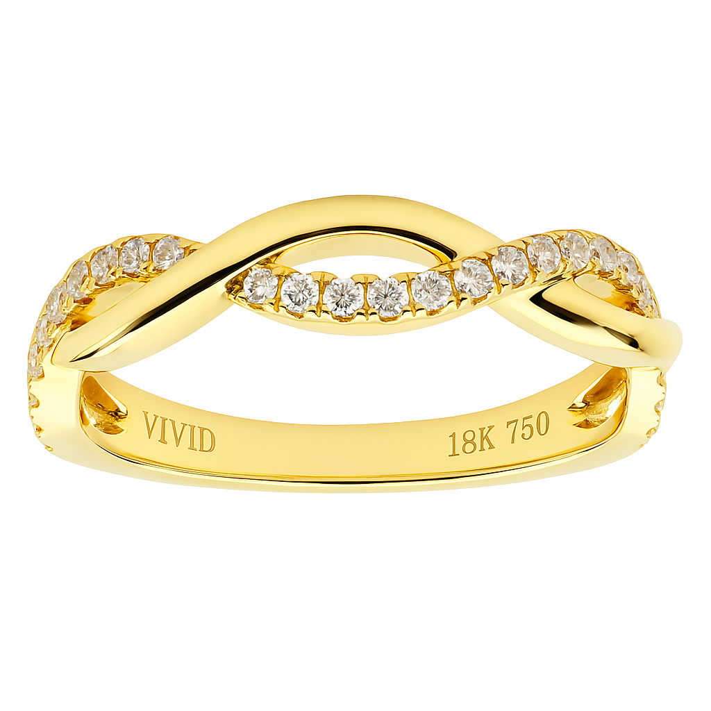 18K Yellow Gold Diamond Band, 0.22ct