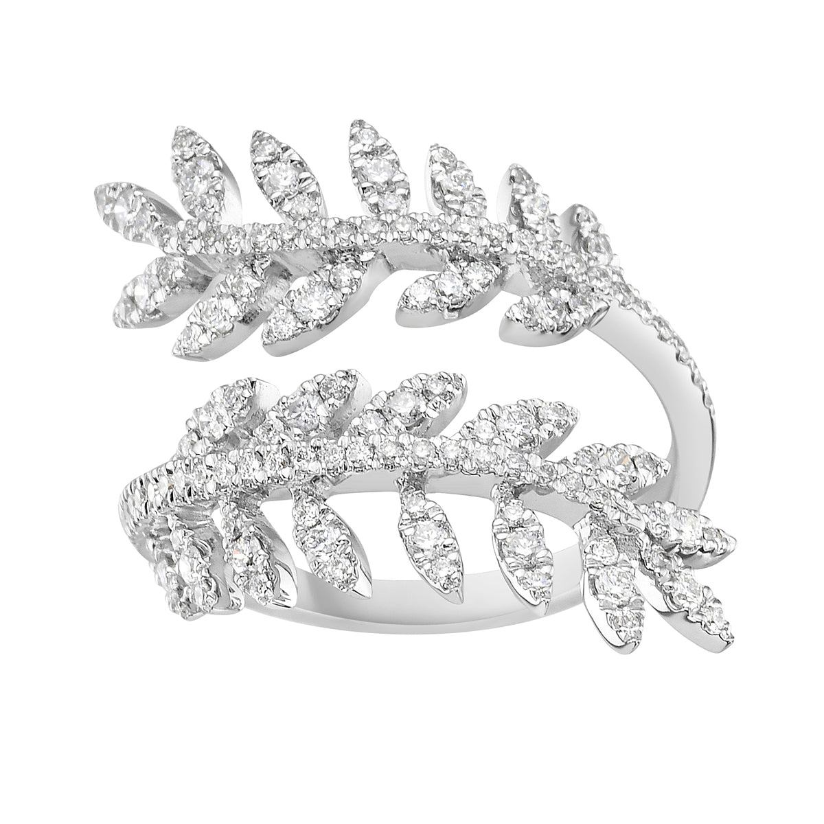 Diamond Bypass Leaf Ring
