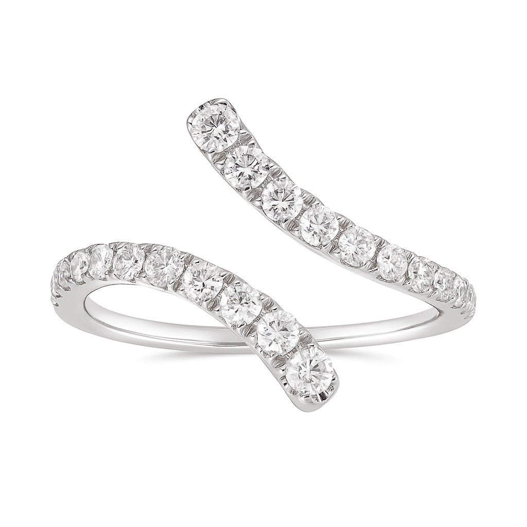 14K White Gold Bypass Ring, 0.45ct