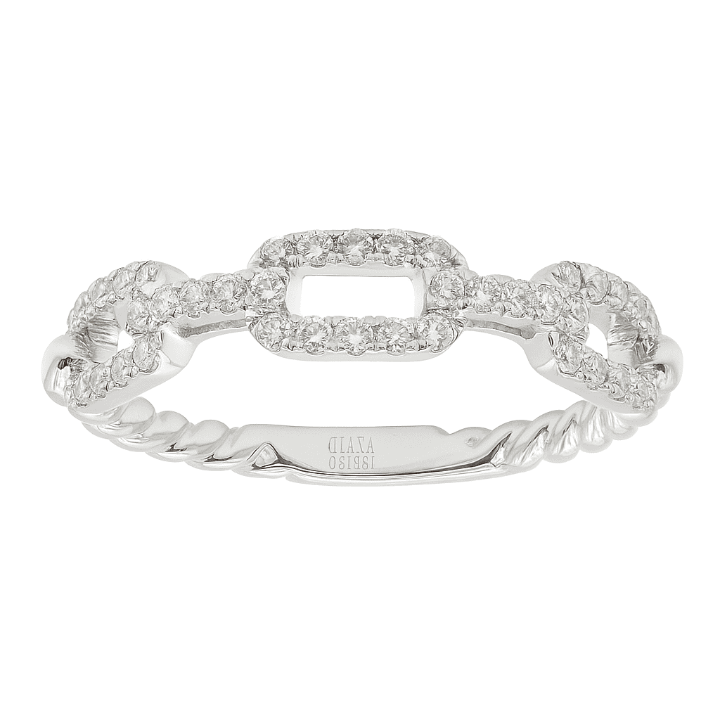 14K White Gold Link Twist Ring, 0.31ct