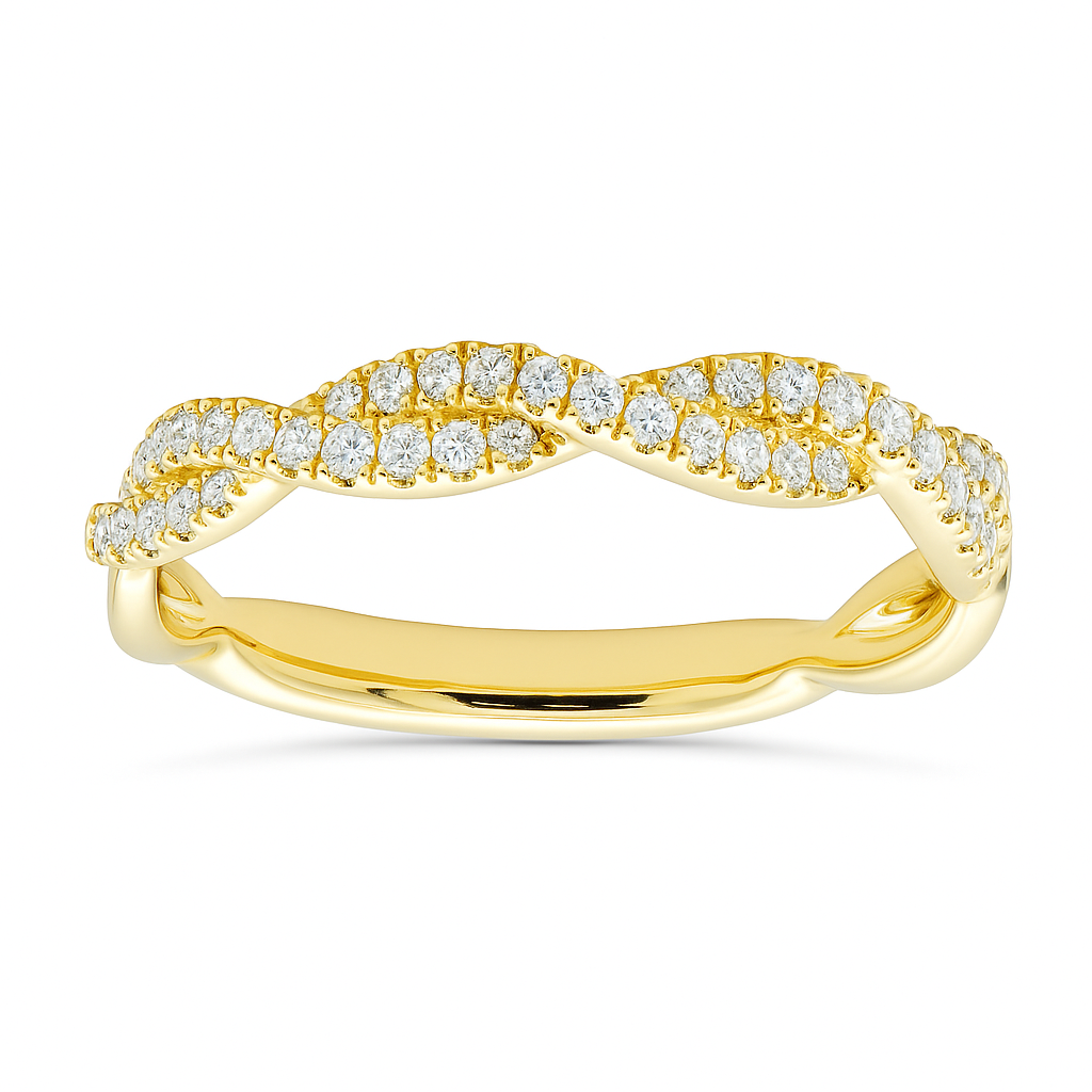 18K Yellow Gold Fashion Diamond Ring, 0.2ct