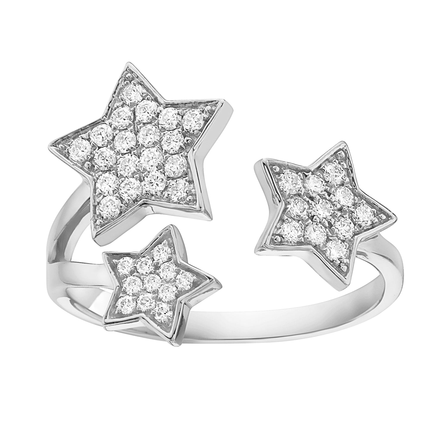 14K White Gold Star Ring