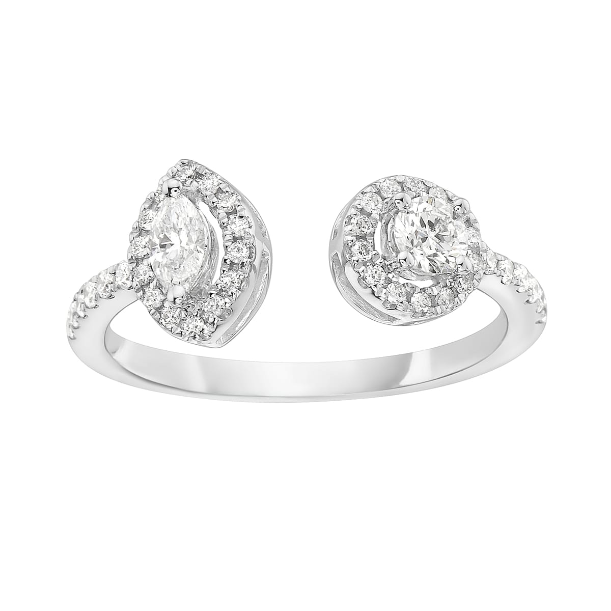 14K White Gold Diamond Huggie Ring, 0.43ct