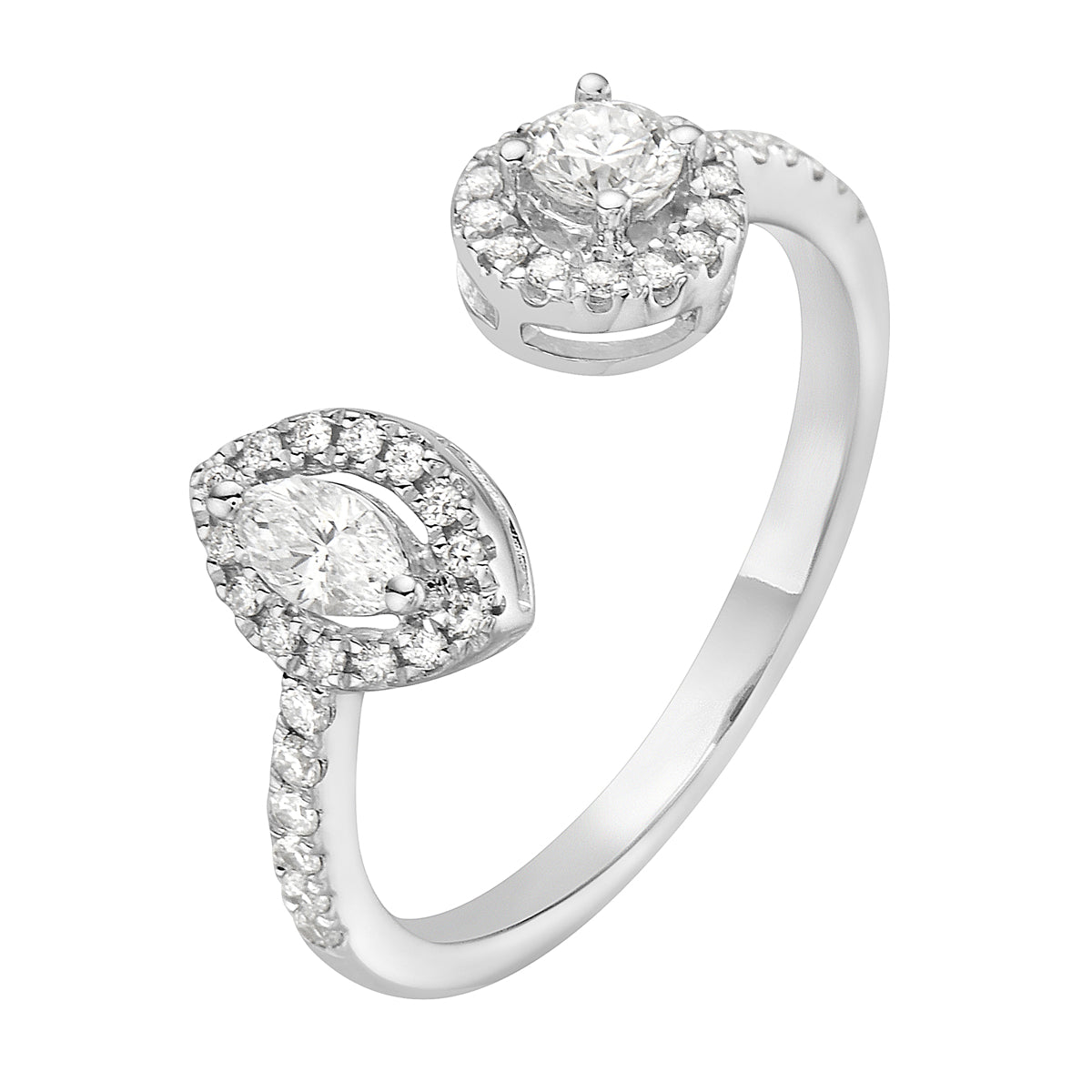 R054702 - Ring 18KW/2.2G 1MARQ-0.11CT 1RD-0.12CT 40RD-0.23CT