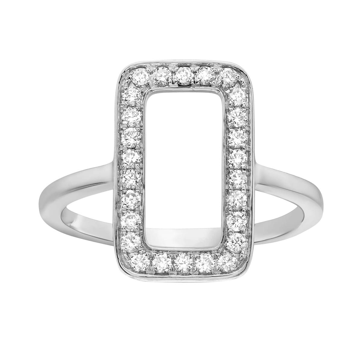 14K White Gold Diamond Rectangle Ring, 0.3ct