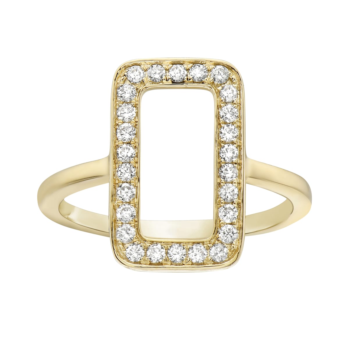 14K Yellow Gold Diamond Rectangle Ring, 0.3ct