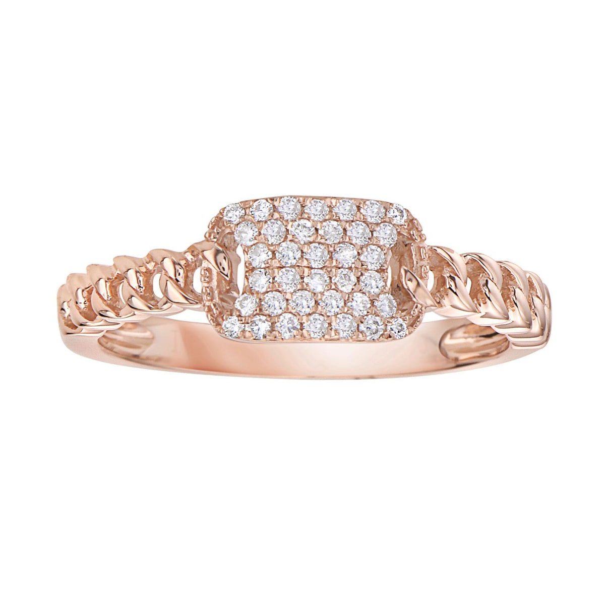 14K Rose Gold Tag Ring, 0.13ct