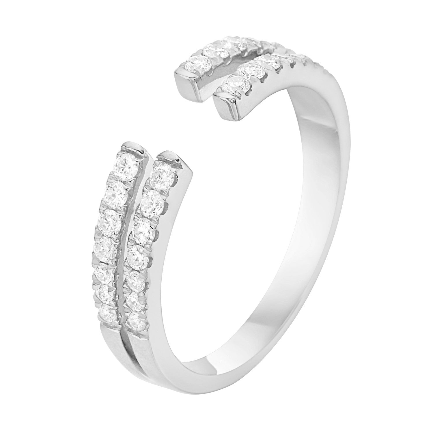 14K White Gold Split Claw Ring