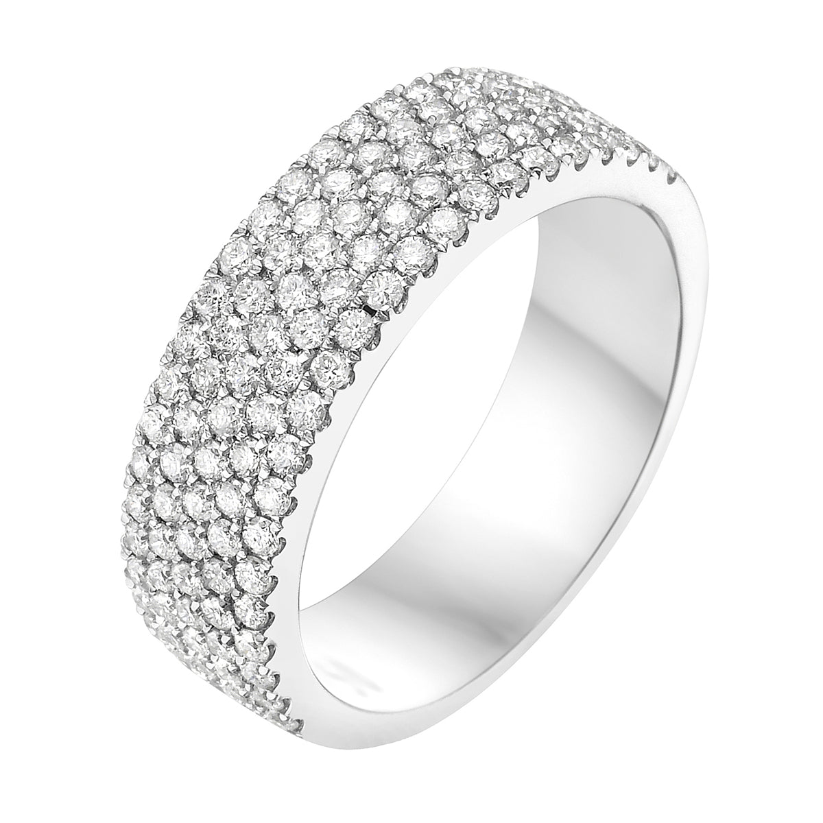 14K White Gold Multi Row Diamond Ring