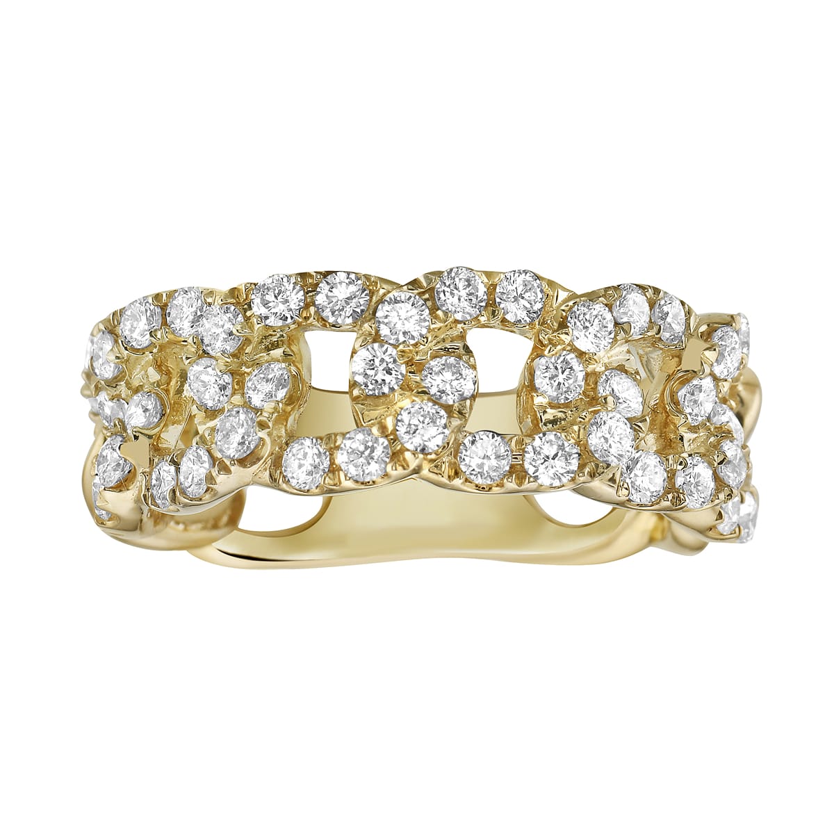 14K Yellow Gold Diamond Link Ring, 1.16ct