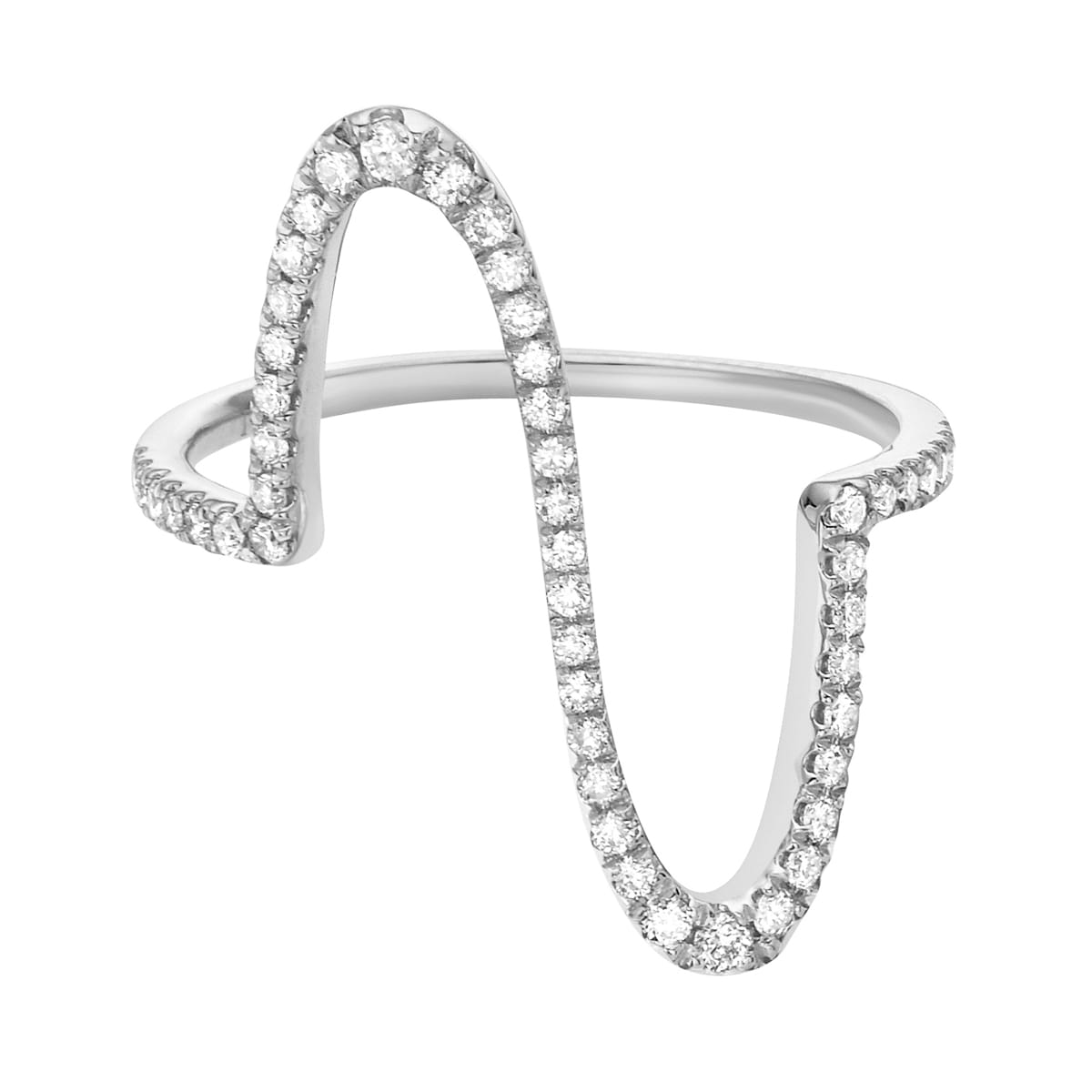14K White Gold Diamond Heartbeat Ring, 0.28ct