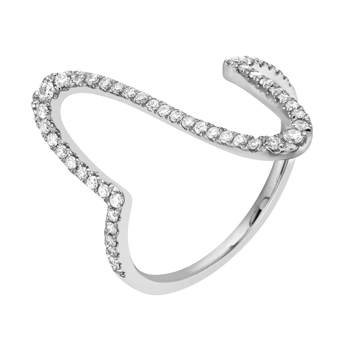 14K White Gold Diamond Heartbeat Ring, 0.28ct