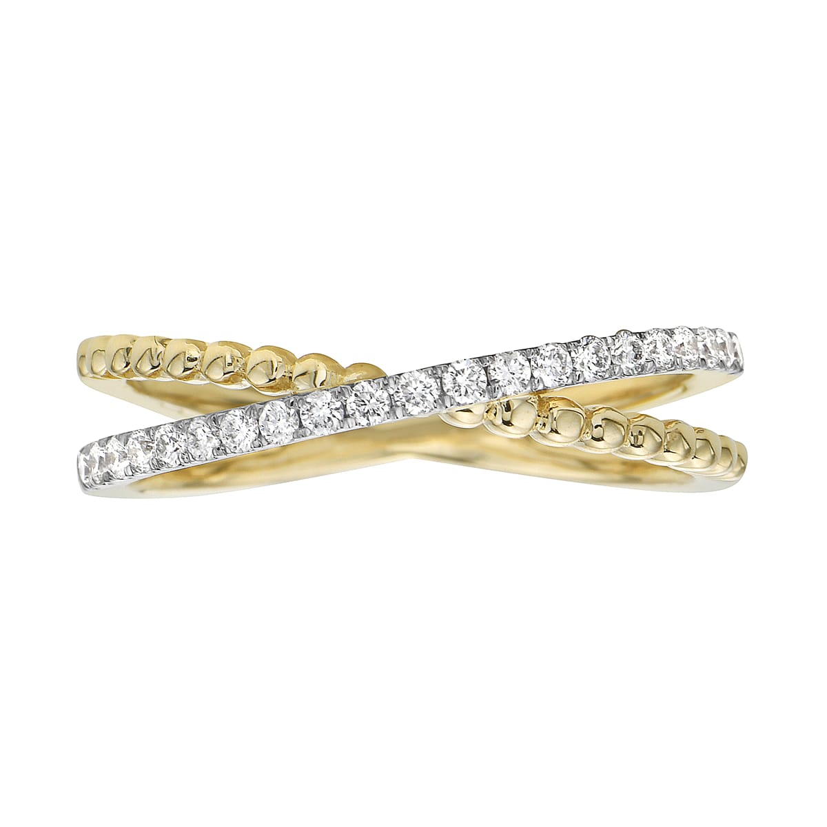 14K Yellow Gold Crossover Diamond Ring, 0.19ct