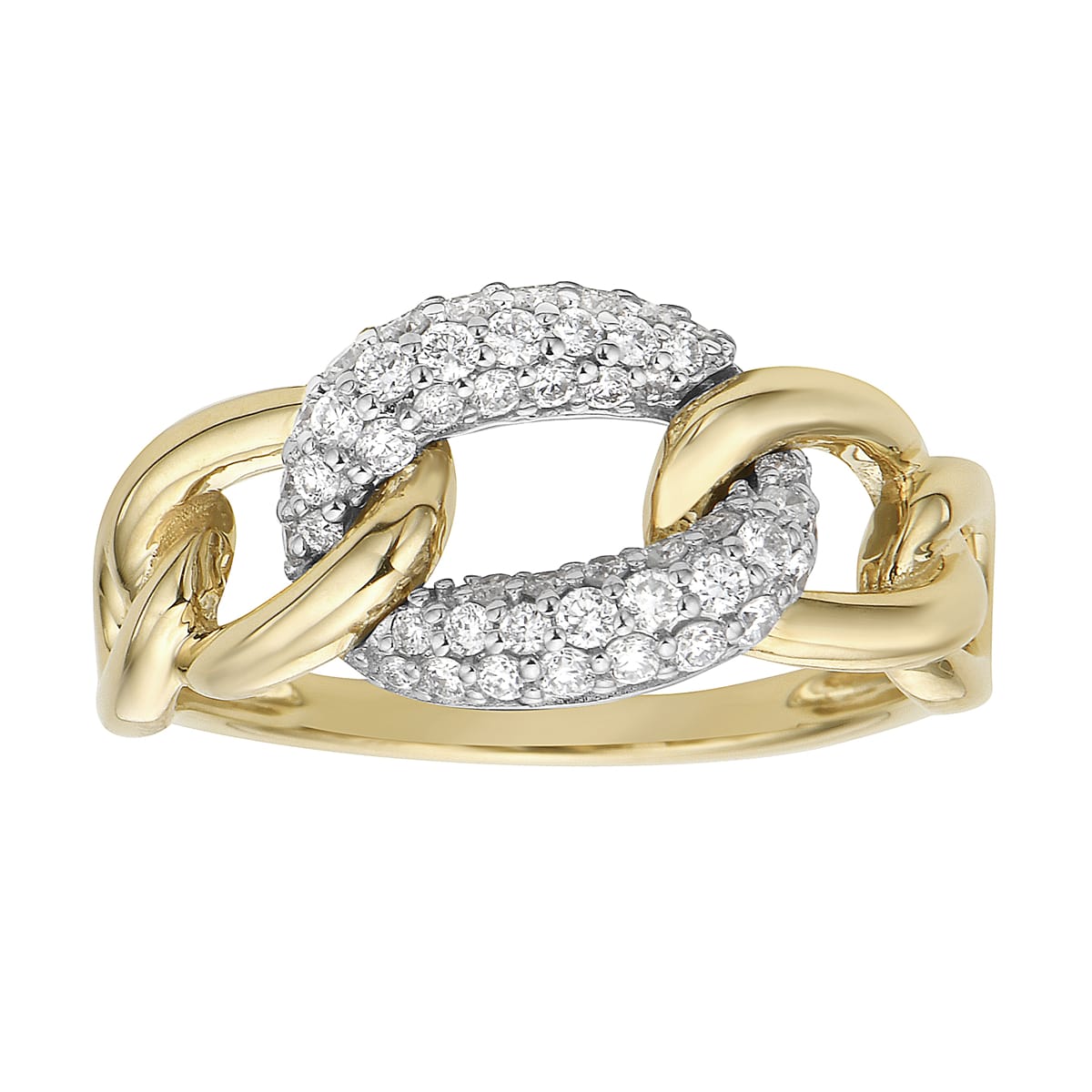 14K Yellow Gold Diamond Link Ring, 0.4ct