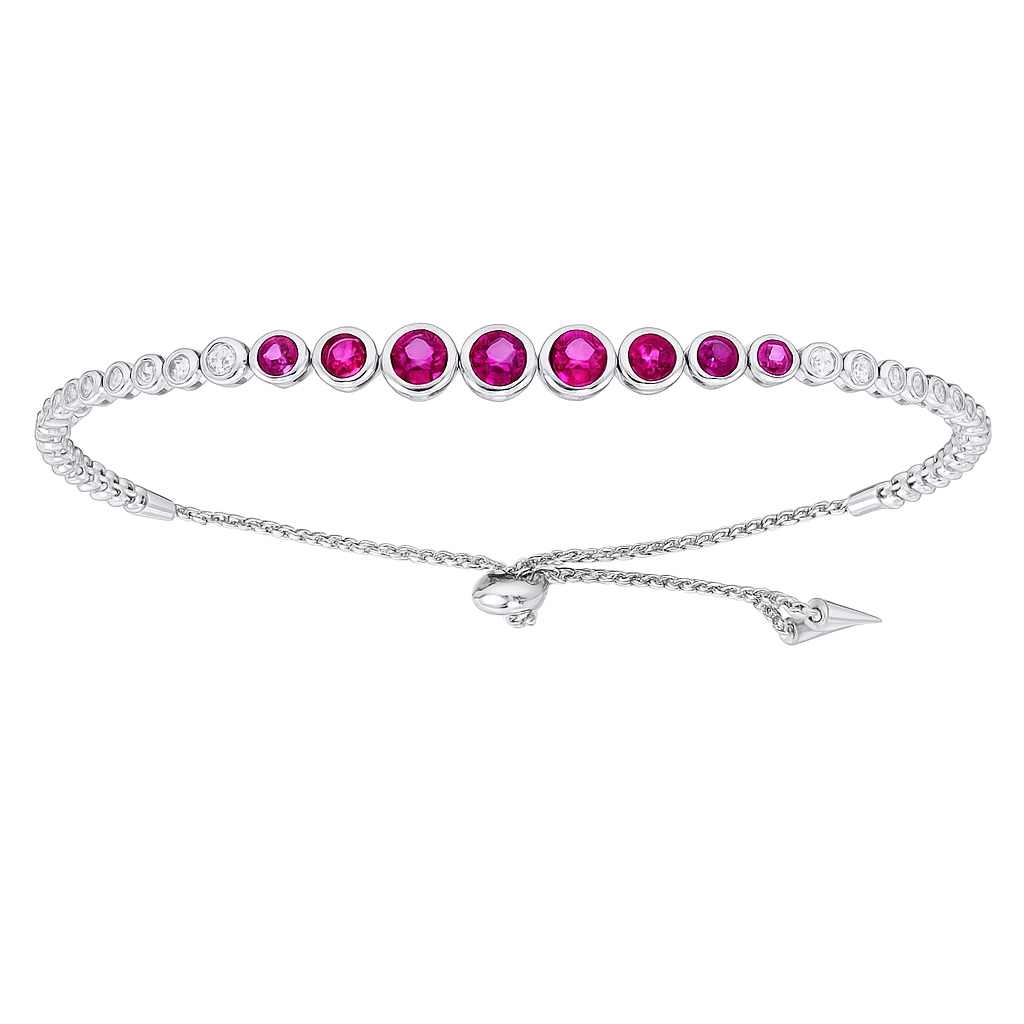 14K White Gold Ruby Diamond Bracelet, 1.35ct