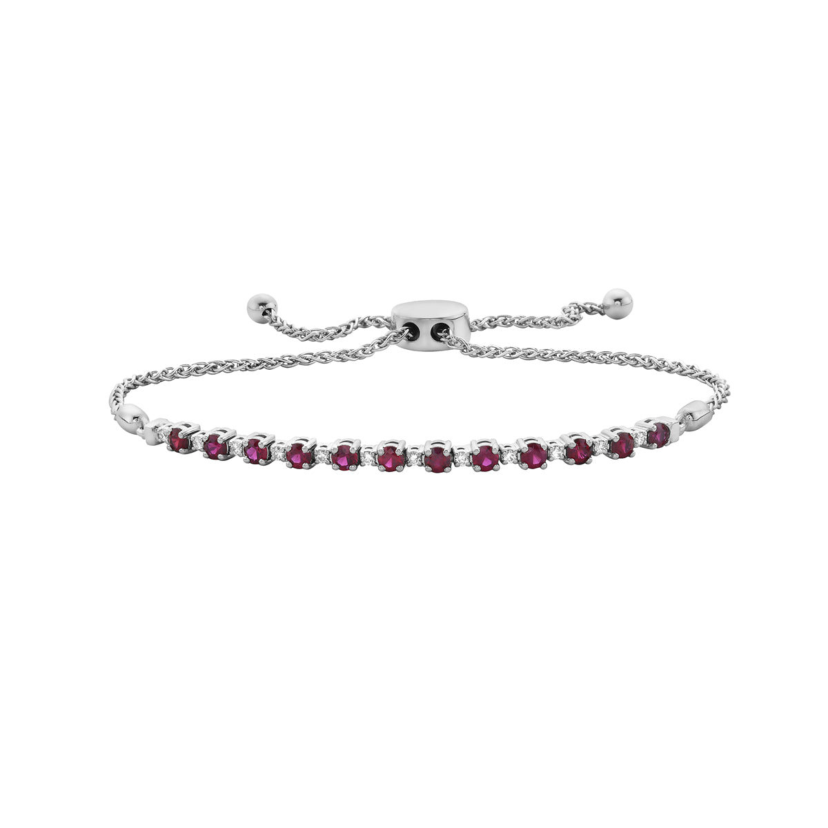 14K White Gold Ruby Bracelet, Bolo, 0.9ct