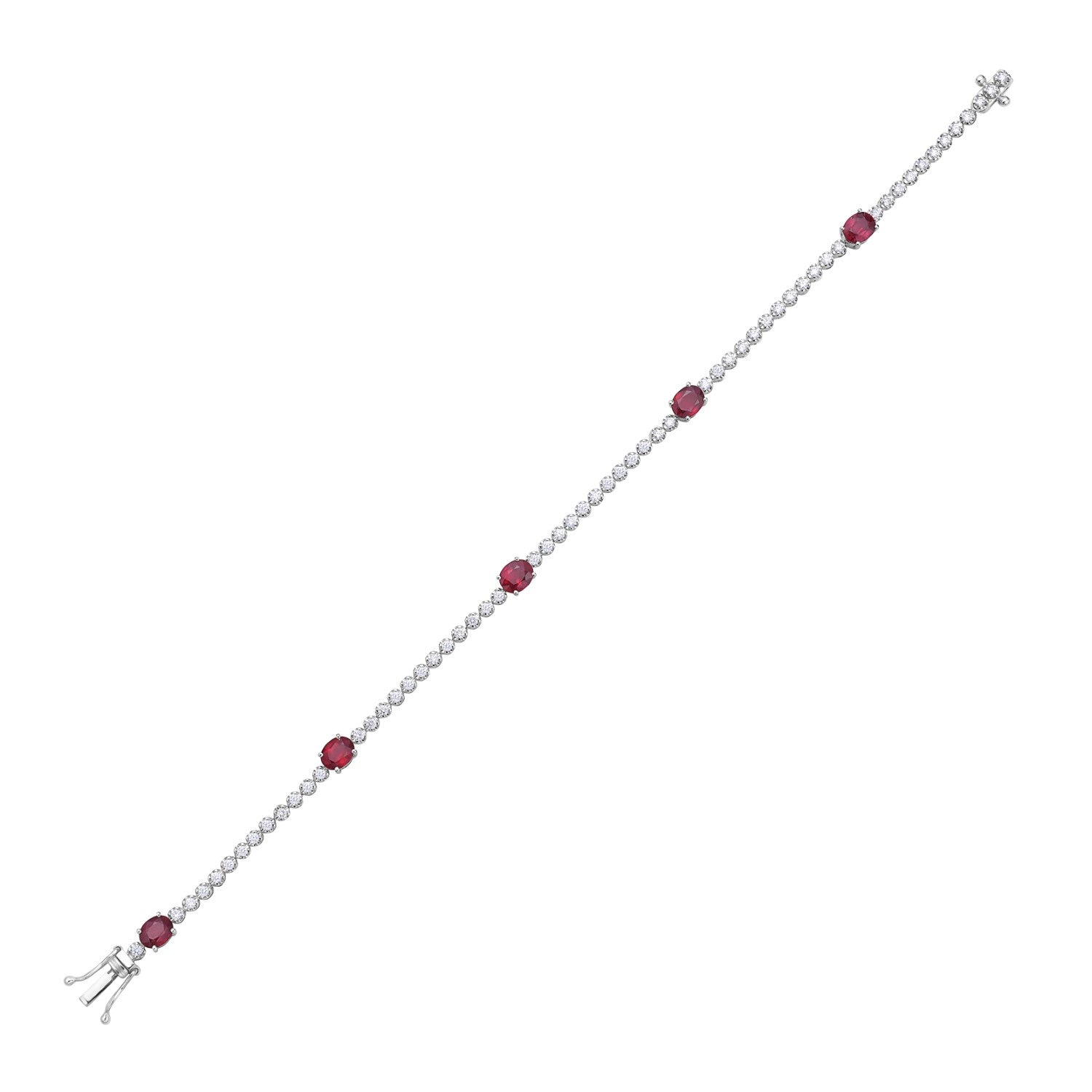 14K White Gold Ruby and Diamond Bracelet