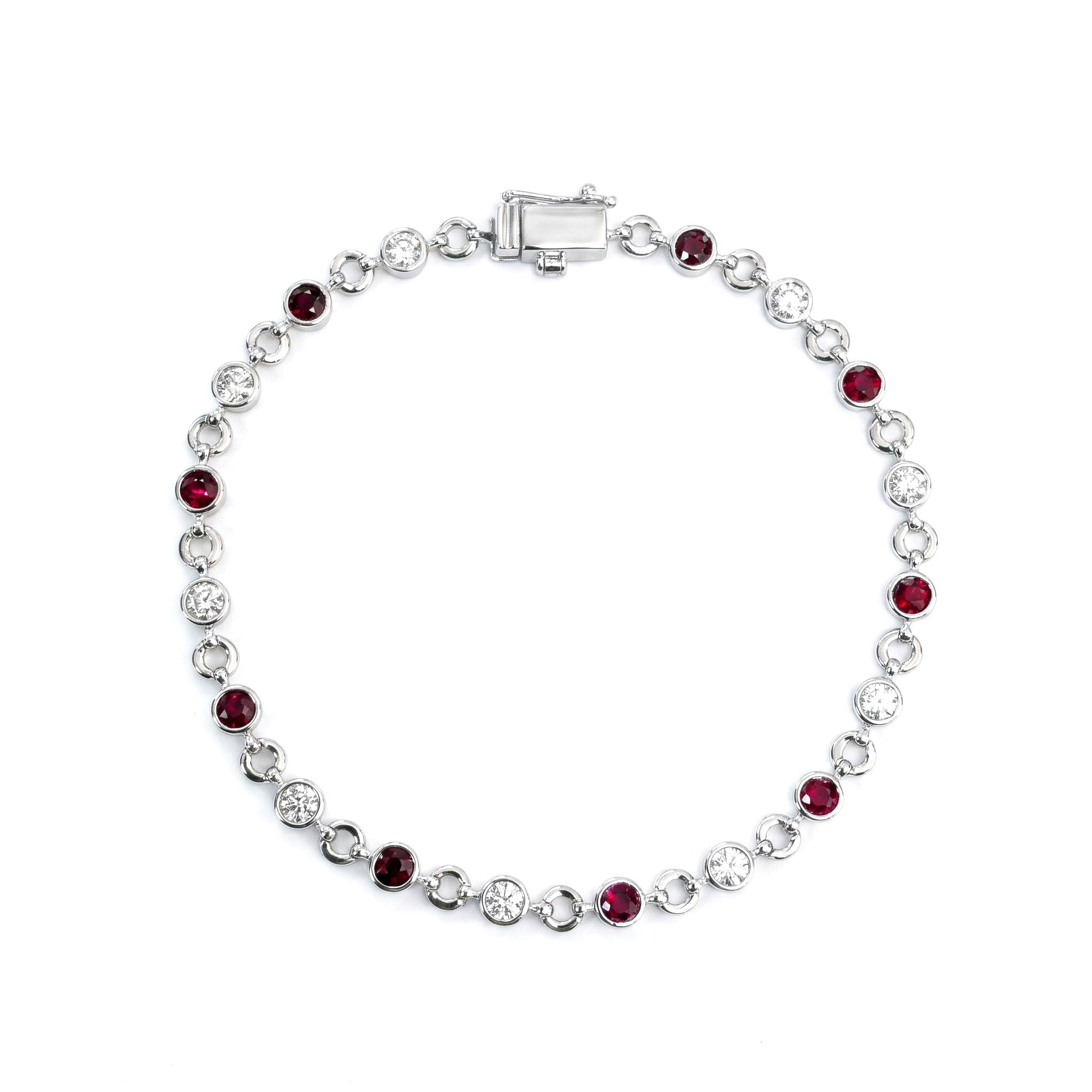 ARB156929 - Bracelet 14KW/6.6G 9RUBY-0.92CT 9RD-0.76CT