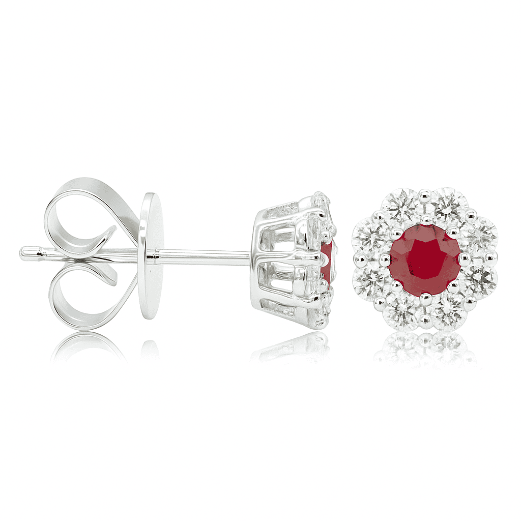 18K White Gold Ruby Earrings, 0.24ct