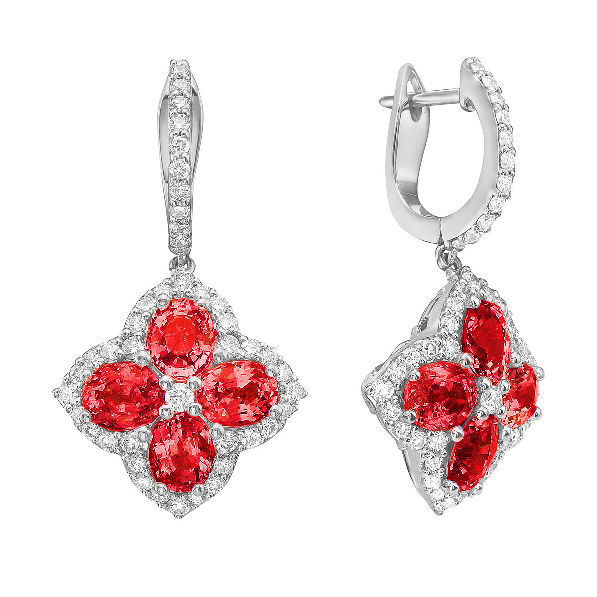 ARE153828 - Earrings 18KR/4.2G 8RUBY-3.5CT 88RD-0.66CT