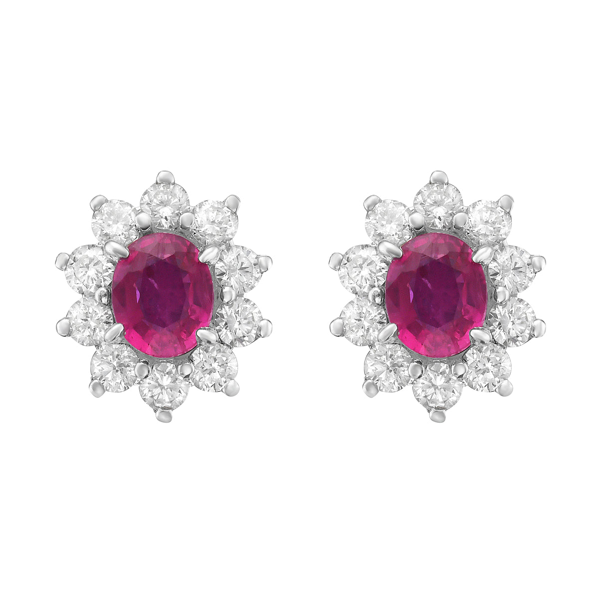 ARE155699 - Earrings 14KW/1.3G 2RUBY-0.81CT 20RD-0.49CT