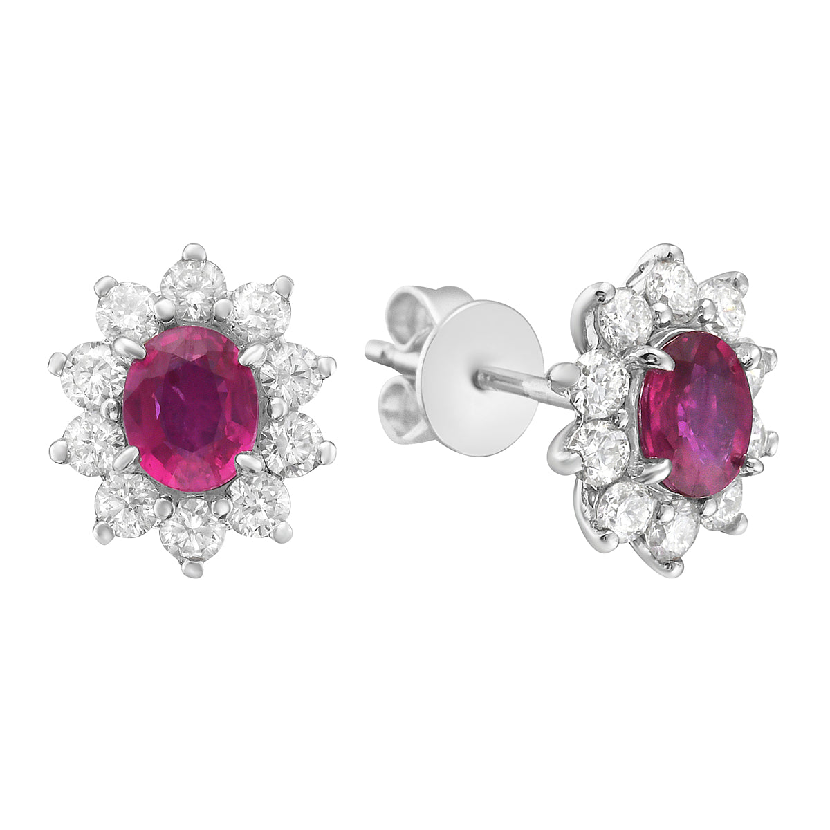ARE155699 - Earrings 14KW/1.3G 2RUBY-0.81CT 20RD-0.49CT