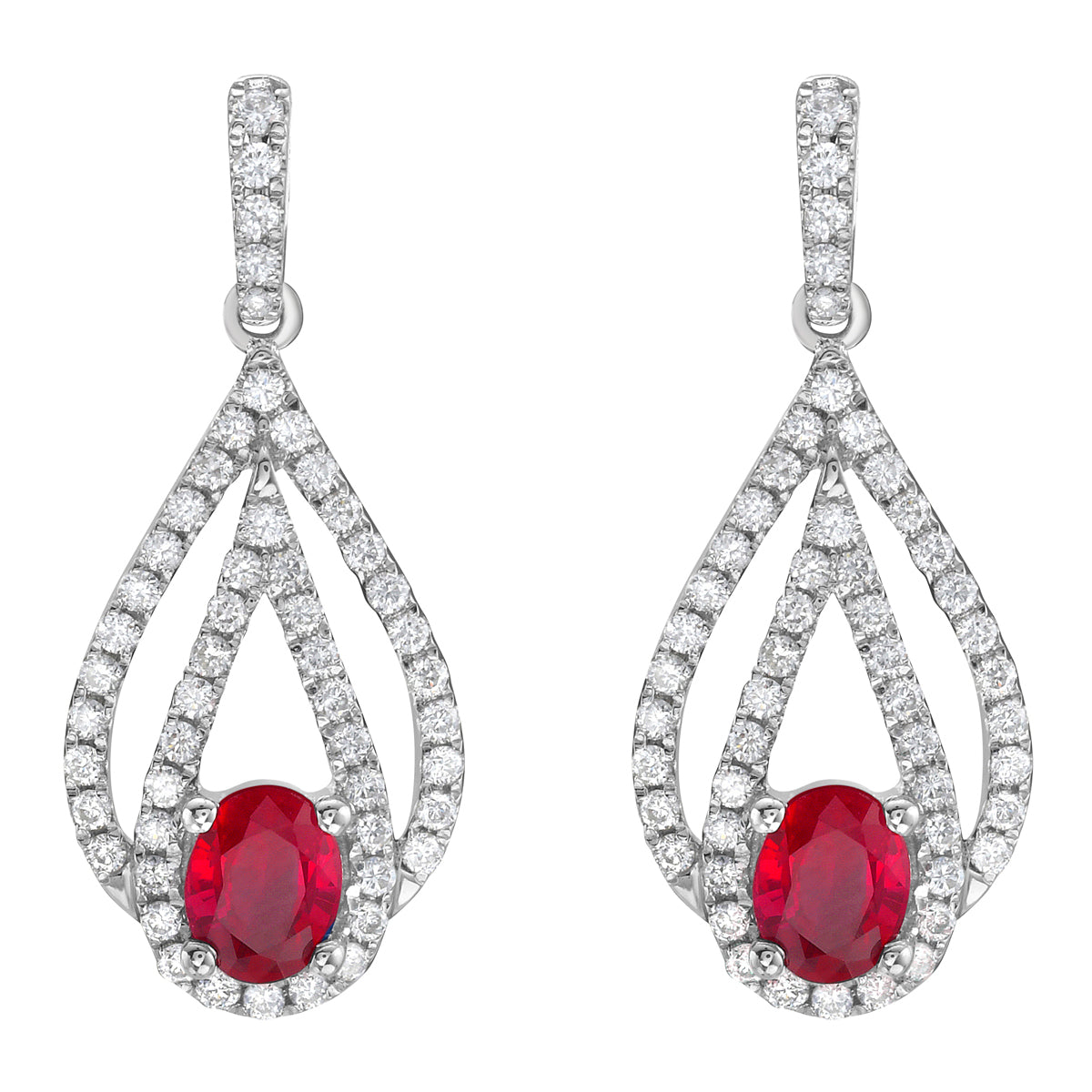 ARE155906 - Earrings 14KW/2.4G 2RUBY-0.78CT 104RD-0.48CT