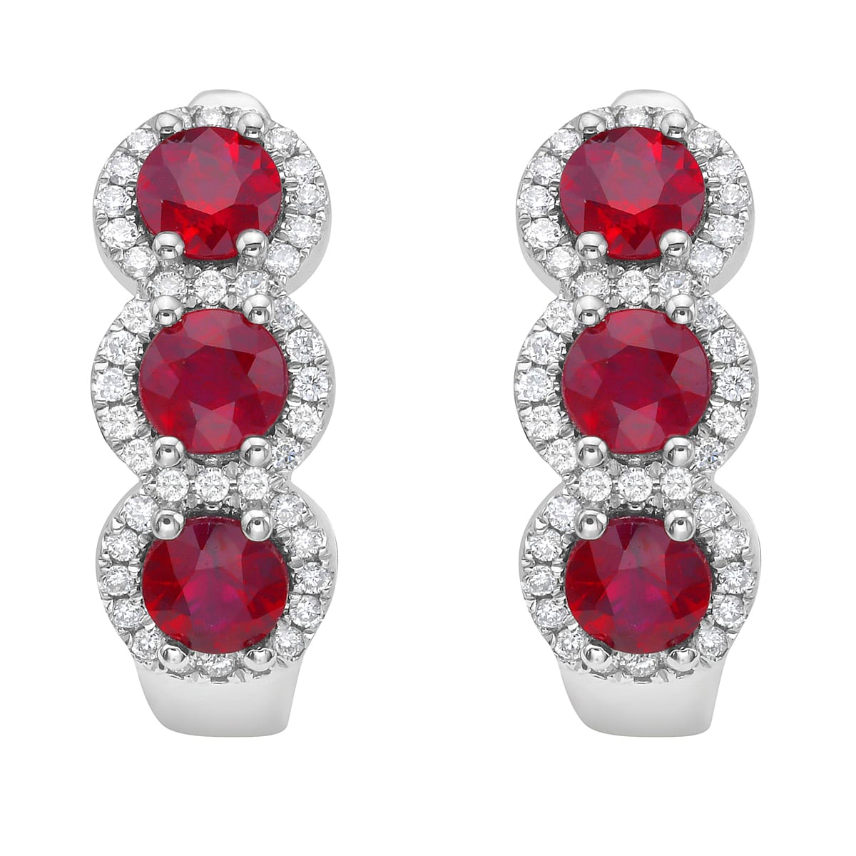 18K White Gold Ruby Earrings, 1.52ct