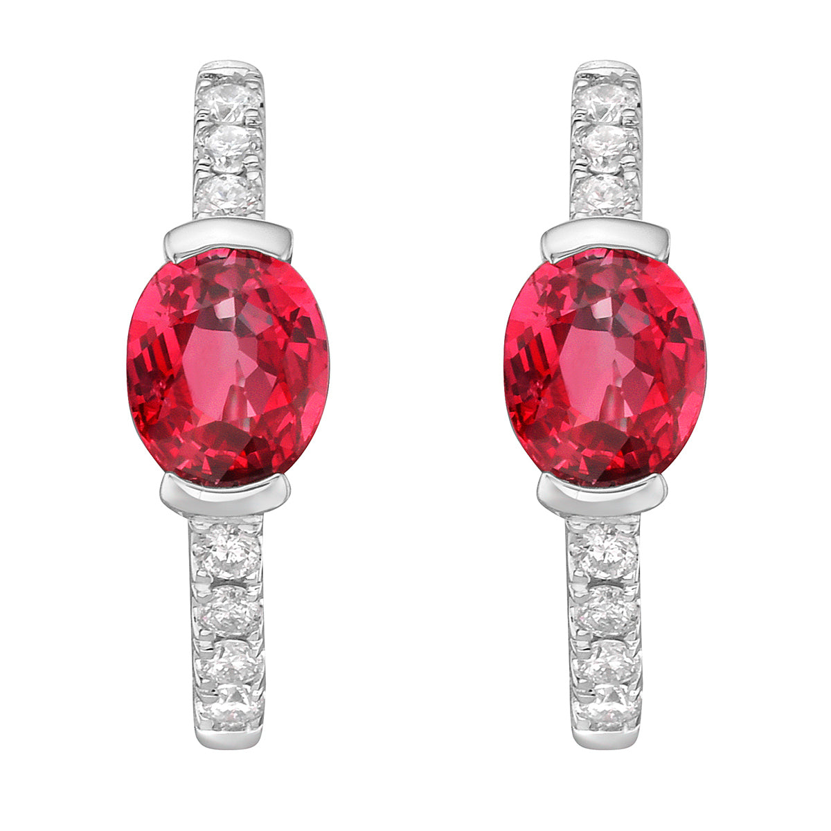 ARE156089 - Earrings 14KW/2.4G 2RUBY-0.82CT 14RD-0.11CT