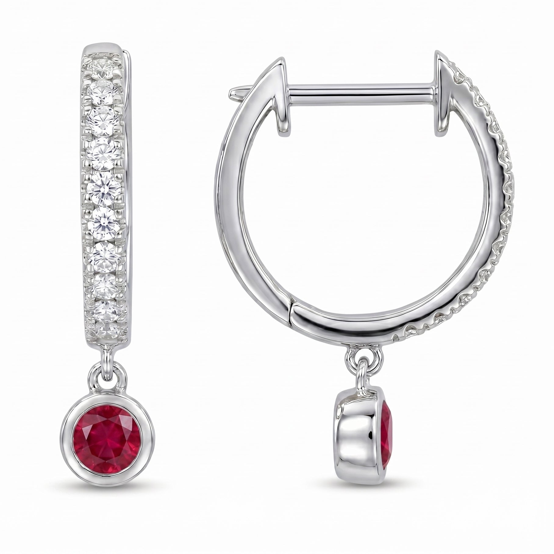 ARE156930 - Earrings 14KW/1.6G 2RUBY-0.21CT 22RD-0.18CT