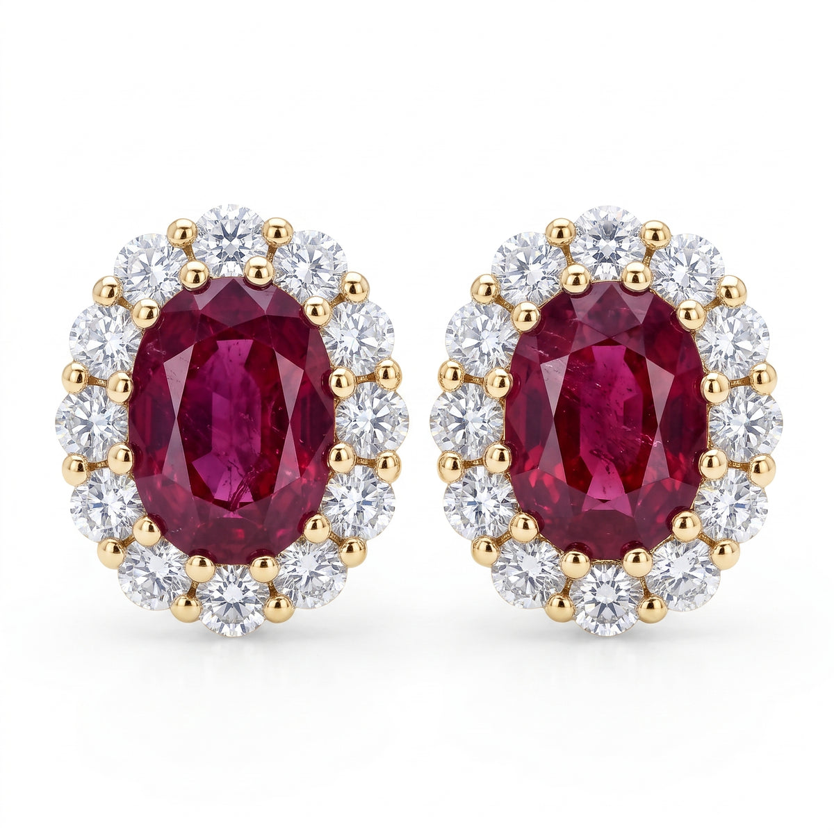 ARE157027Y - Earring 14KW/2.2G 2RUBY-2.25CT 24RD-0.86CT