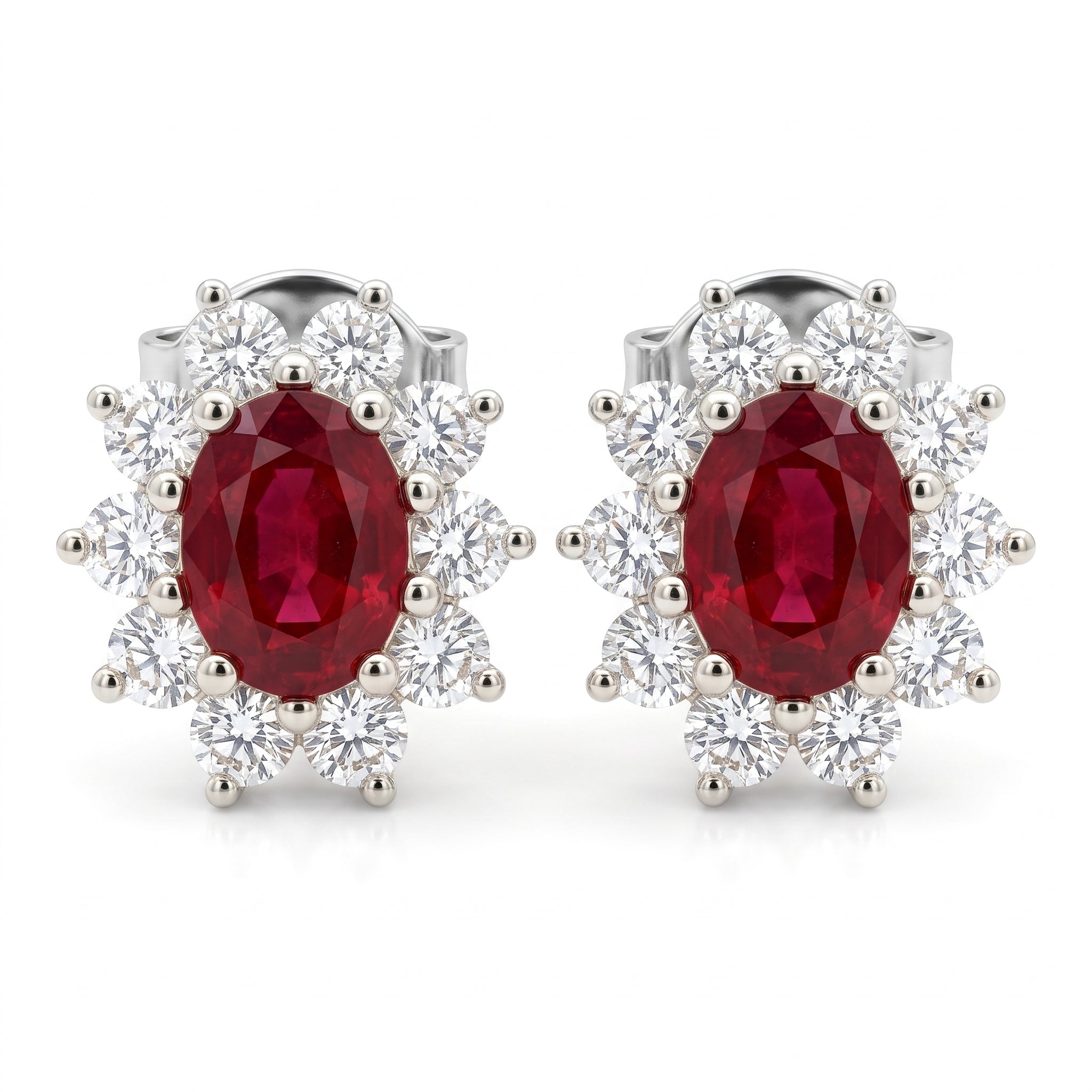 ARE157028 - Earring 14KW/2.8G 2RUBY-2.06CT 20RD-1.12CT