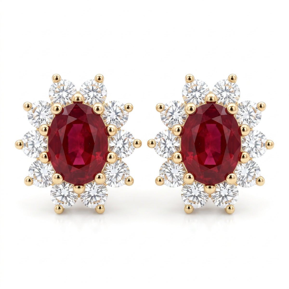 ARE157028Y - Earring 14KY/2.8G 2RUBY-1.88CT 20RD-1.12CT