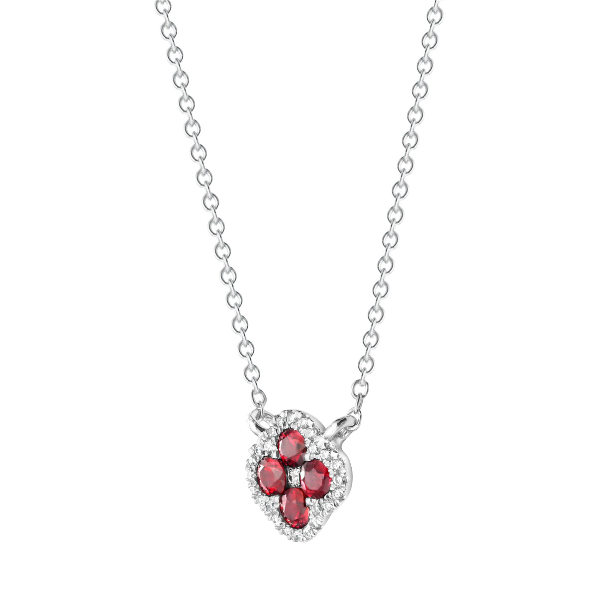 Necklace 14KW/0.4G 4RUBY-0.21CT 25RD-0.05CT