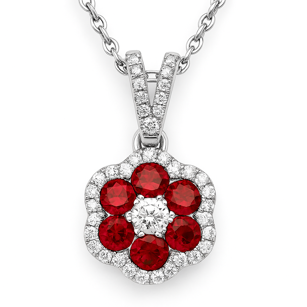 18K White Gold Ruby Pendant, 0.73ct