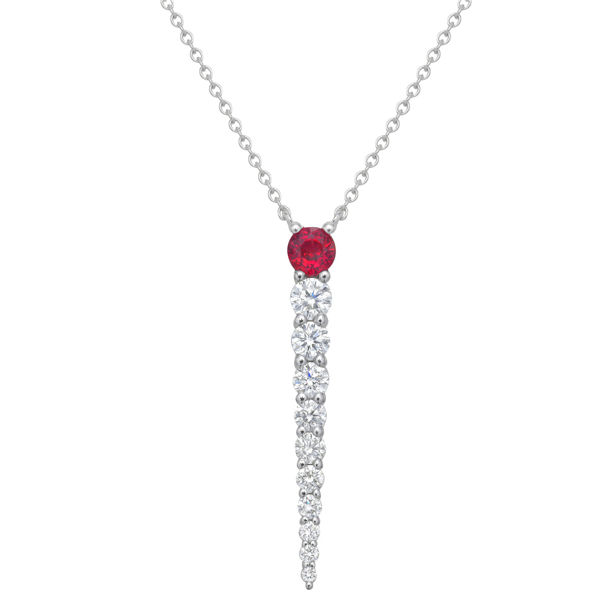 ARP155907 - Necklace 14KW/0.9G 1RUBY-0.23CT 6RD-0.35CT 4RD-0.05CT