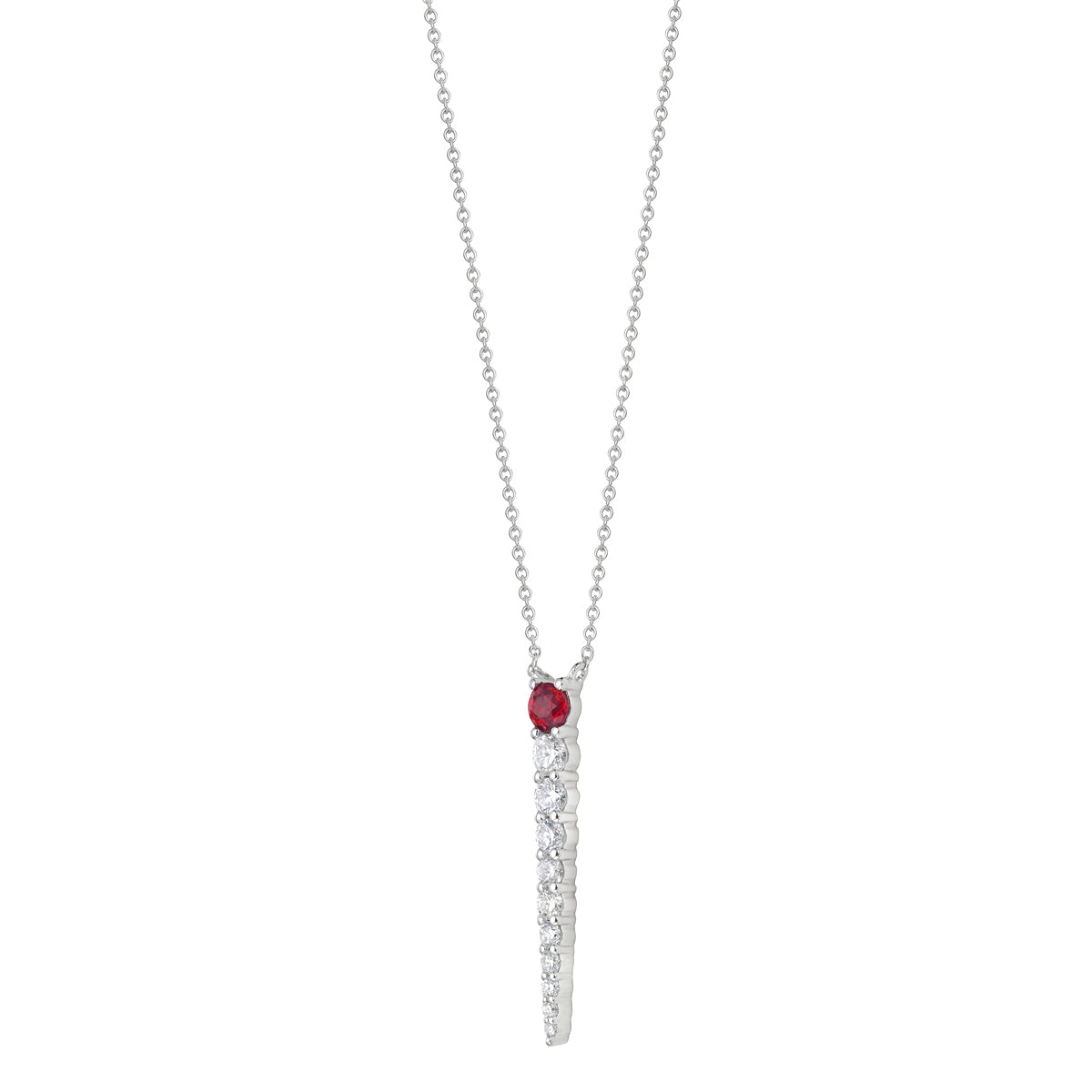 ARP155907 - Necklace 14KW/0.9G 1RUBY-0.23CT 6RD-0.35CT 4RD-0.05CT