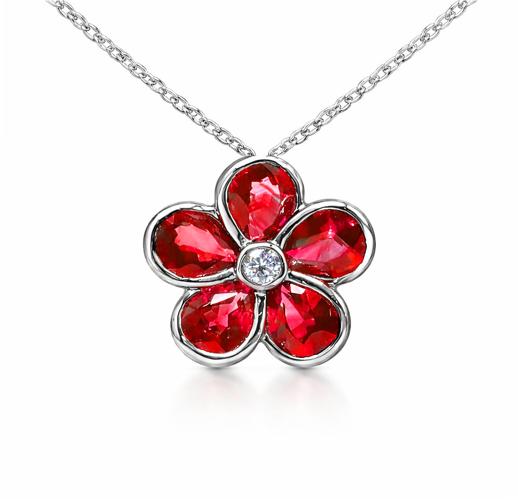 ARP156279 - Pendant 14KW/1.6G 5RUBY-1.81CT 1RD-0.03CT
