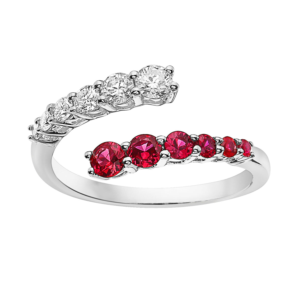 Ruby and Diamond Graduated Bypass Ring