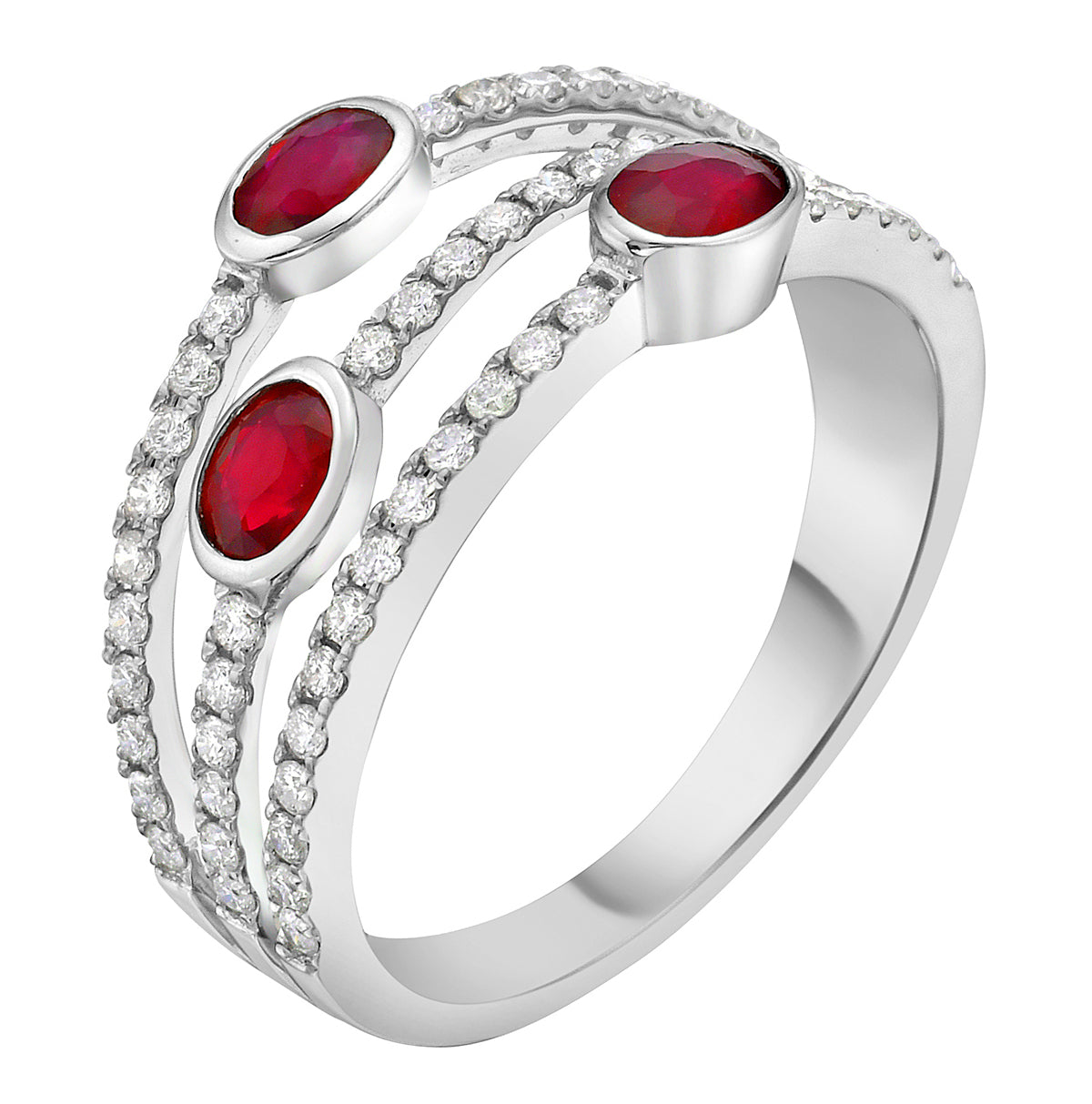 ARR155904 - Ring 14KW/2.7G 3RUBY-0.64CT 57RD-0.35CT