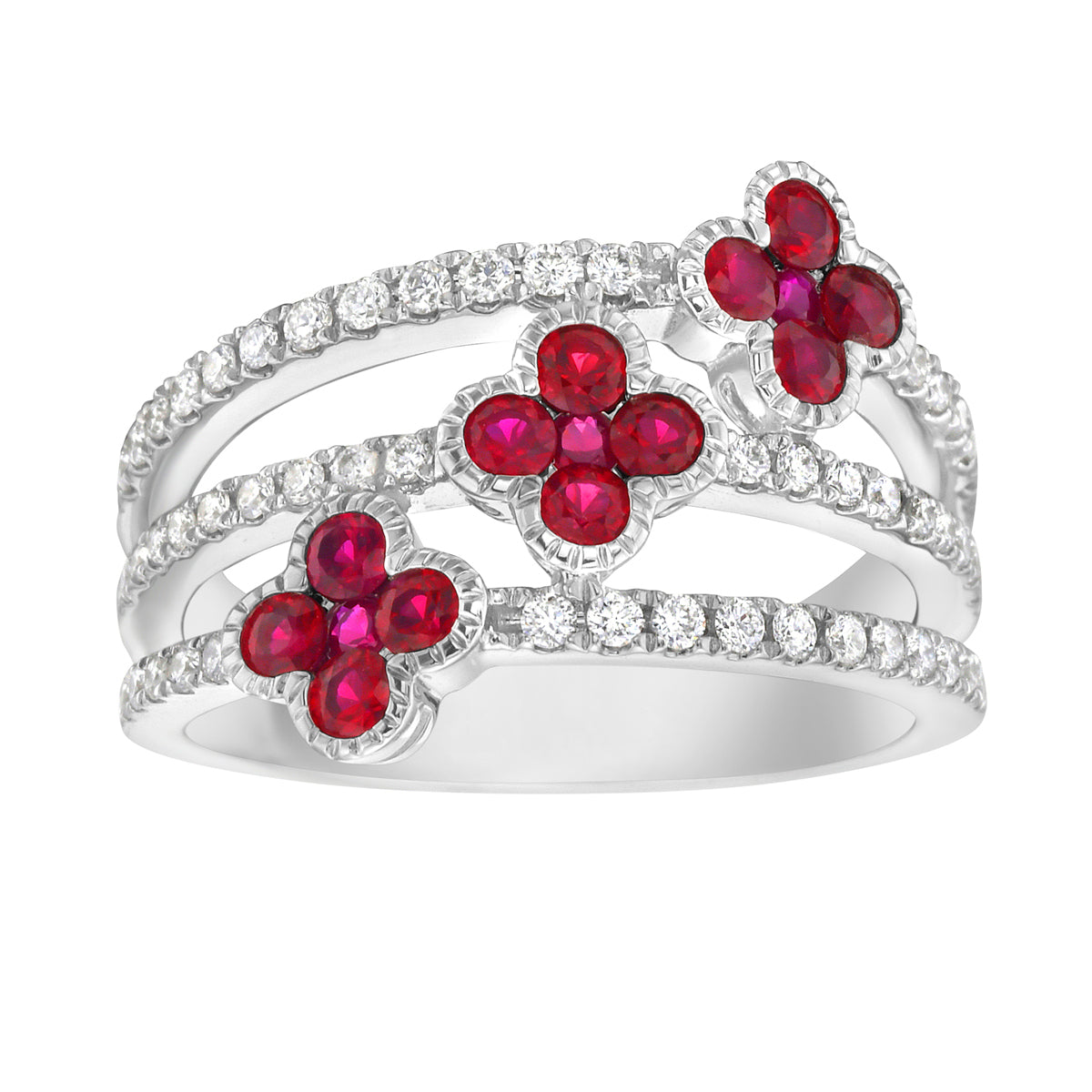 ARR155910 - Ring 14KW/4.5G 15RUBY-0.69CT 52RD-0.32CT