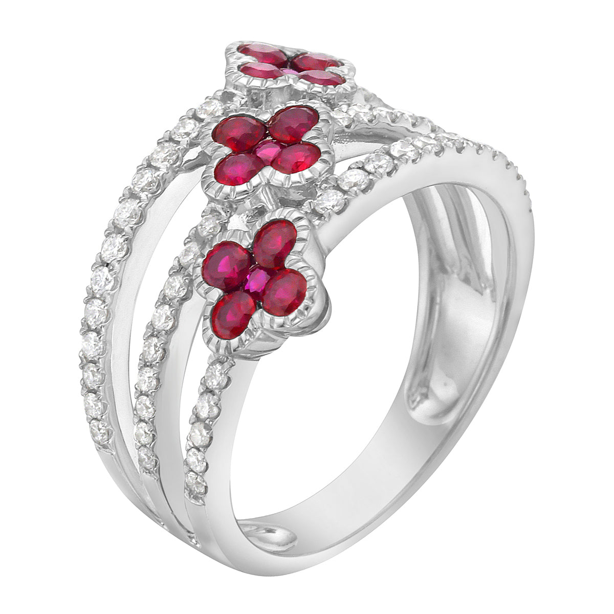 ARR155910 - Ring 14KW/4.5G 15RUBY-0.69CT 52RD-0.32CT