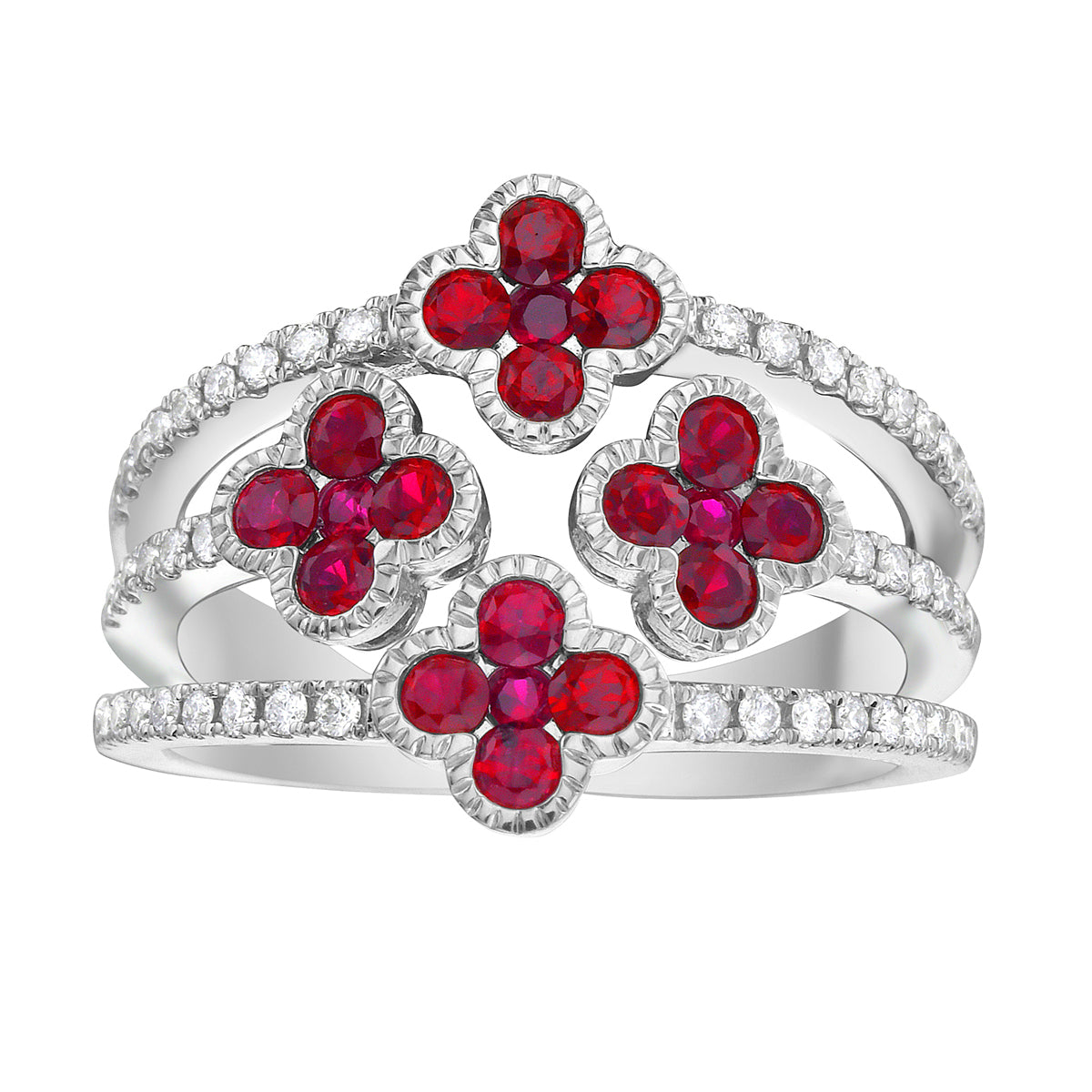 14K White Gold Ruby Ring, 0.9ct